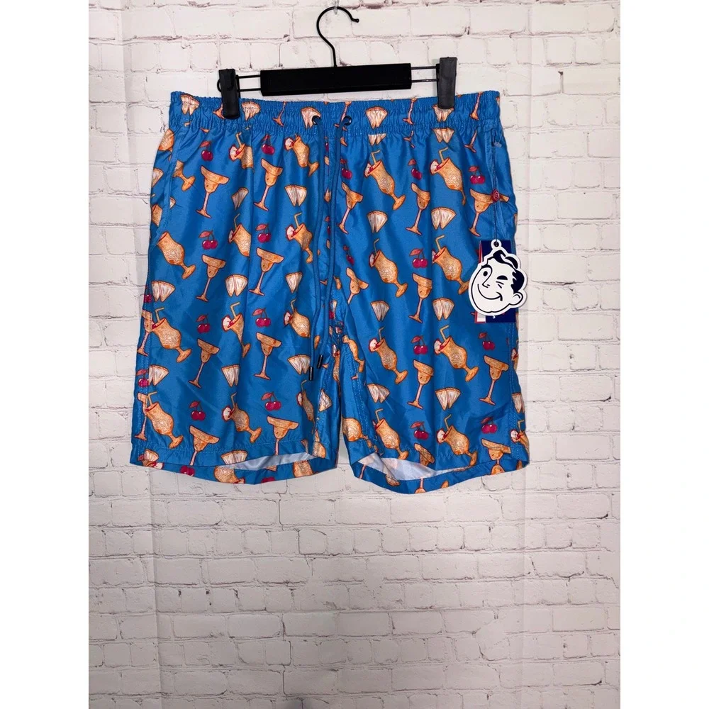 Mr. Swim Pina Colada Blue The Dale Swim Trunks Mens XL MR-201-67 NWT